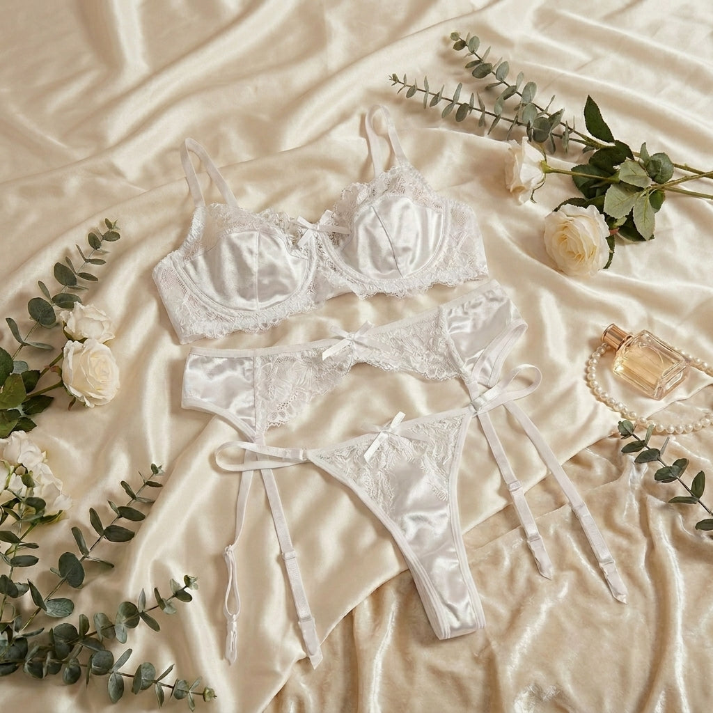 Silk Lace Garter Lingerie Set