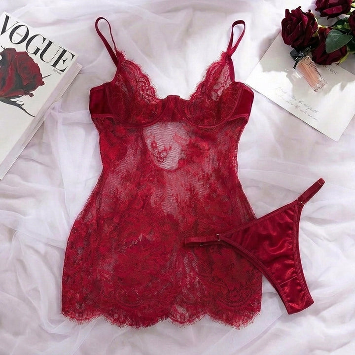 Floral Eyelash Lace Nightdress