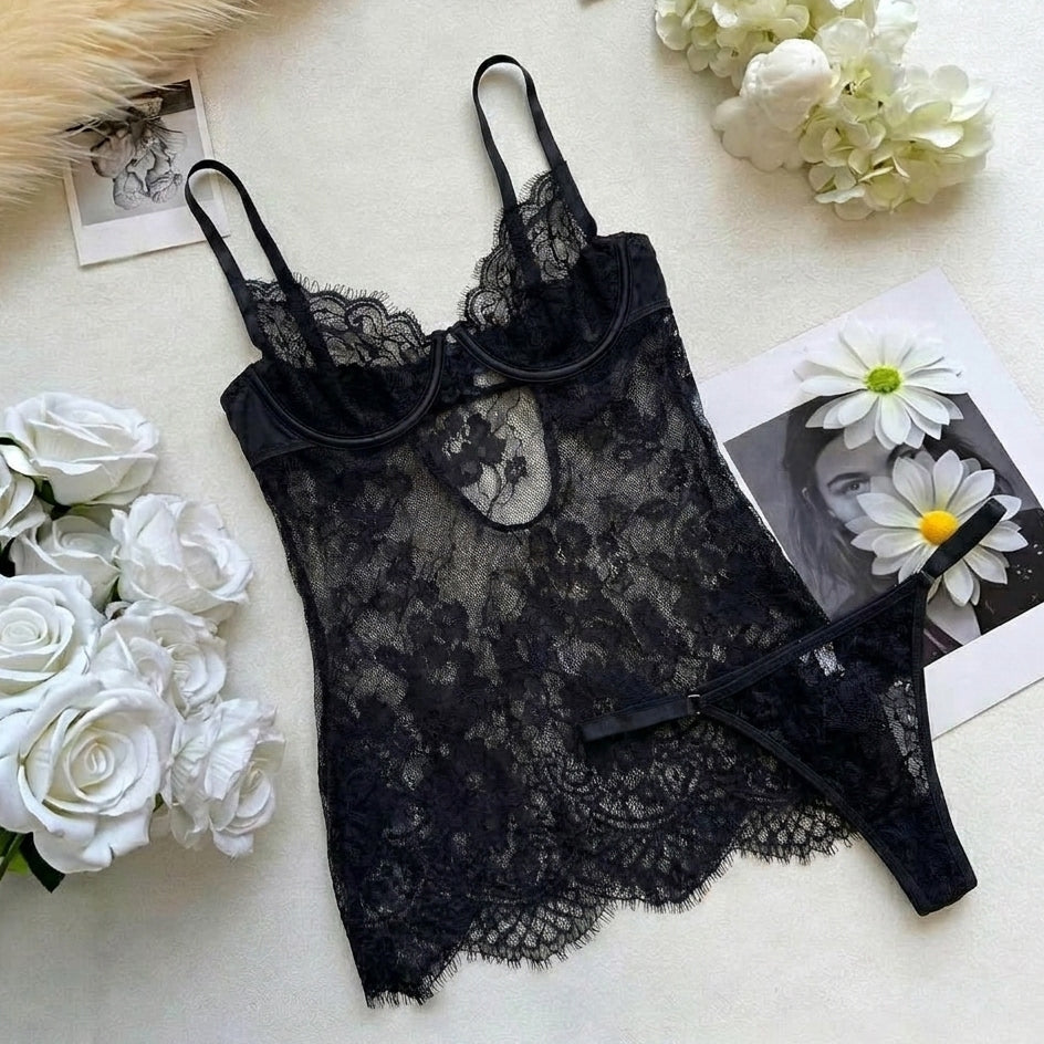 Floral Eyelash Lace Nightdress
