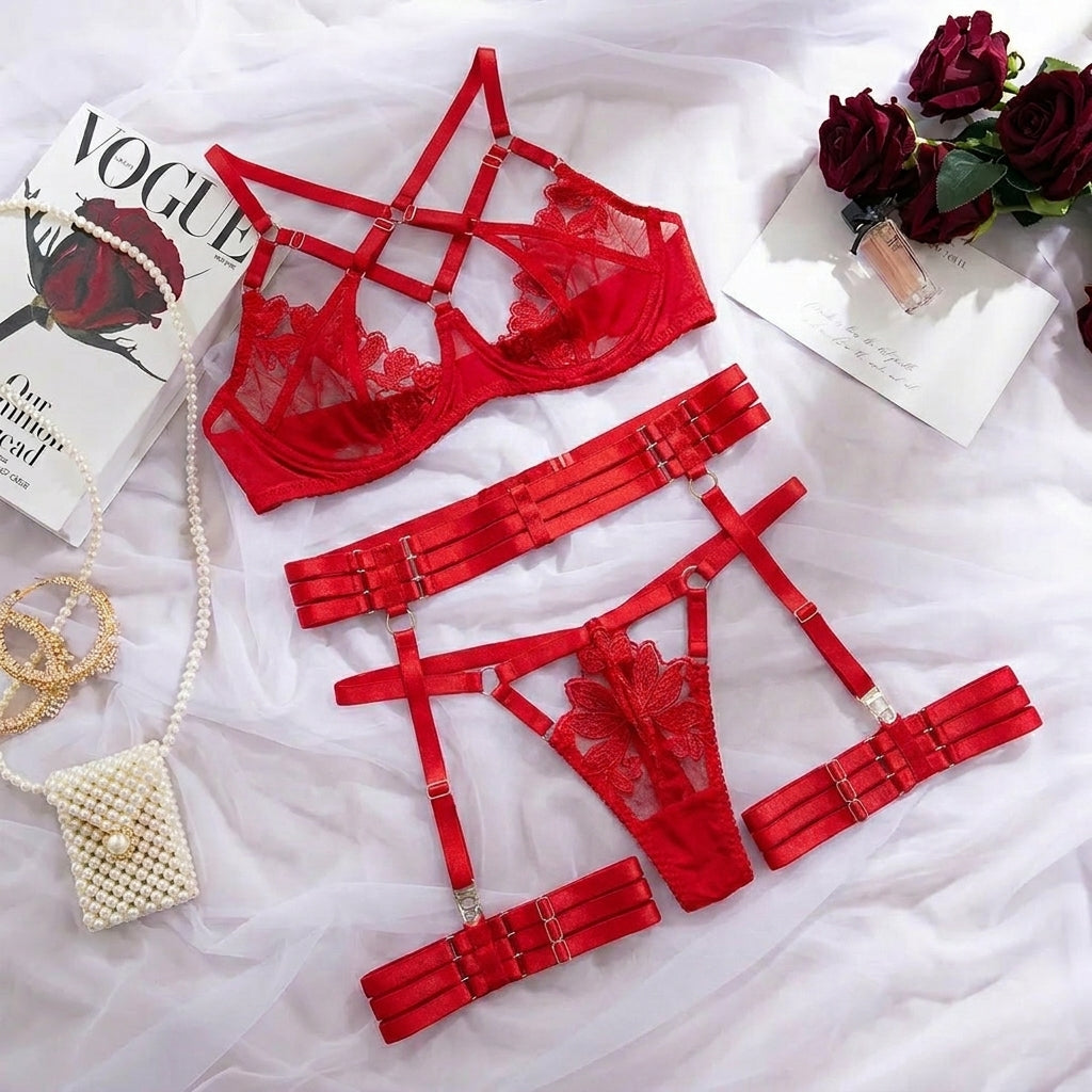 Strappy Floral Harness Set