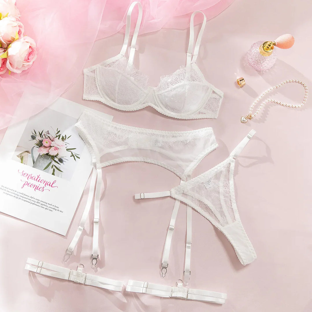 High-Waist Lace Garter Lingerie Set