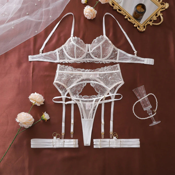 Embroidered High-Waist Garter Set
