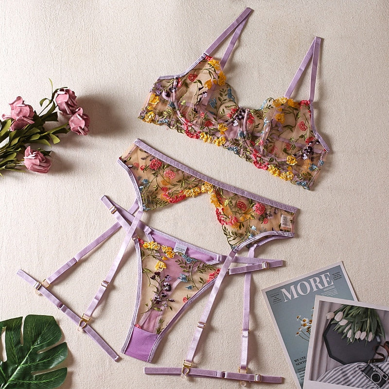 Fancy Floral Lingerie Set