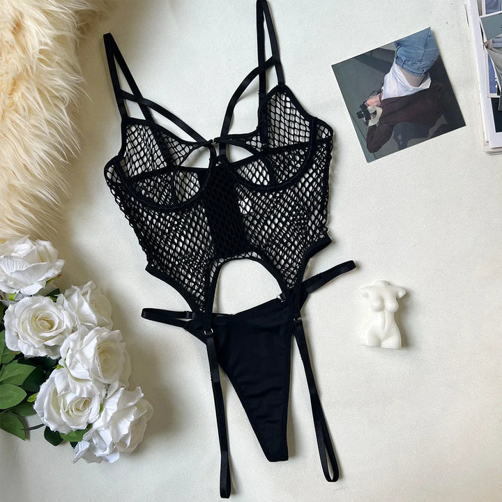 Fishnet Cut-Out Bodysuit