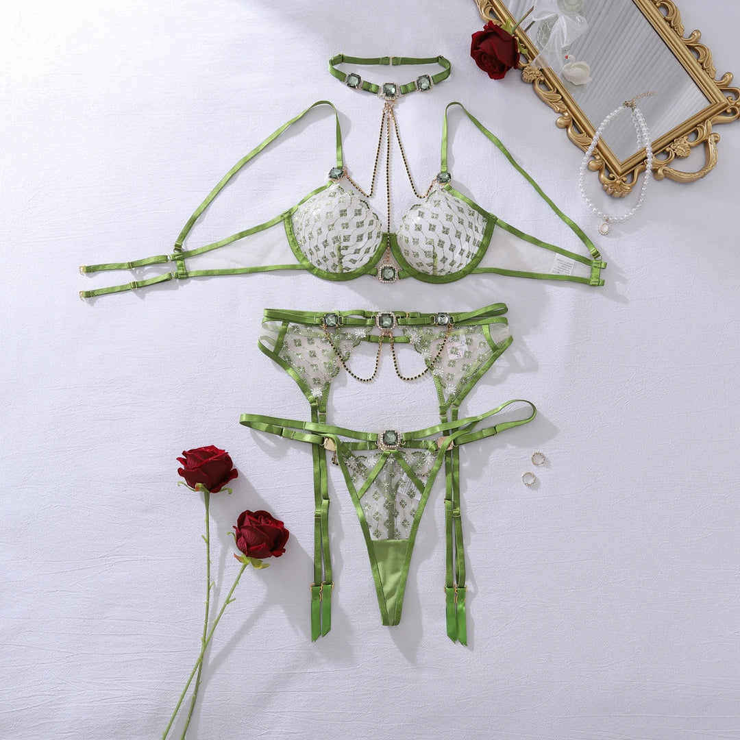 Emerald Jewel Chain Seduction Set