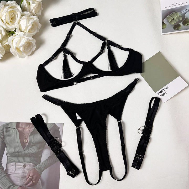 Tassel Open Bra Hot Set