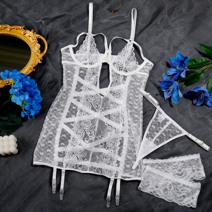 Heart Lace Open-Cup Babydoll