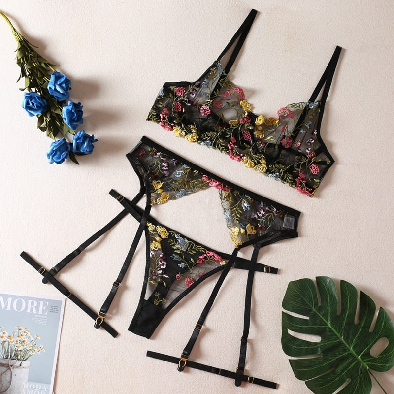 Fancy Floral Lingerie Set