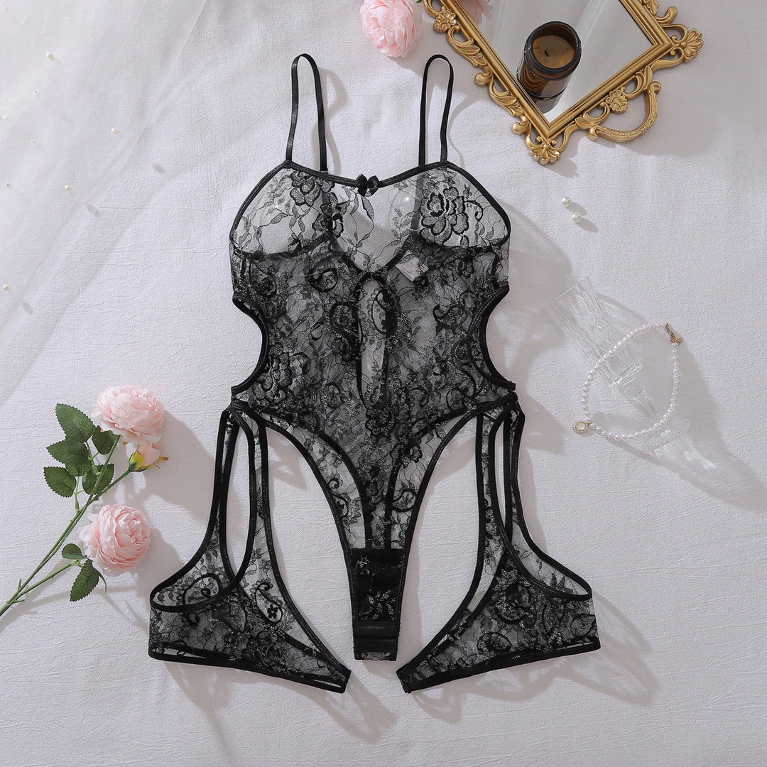 Glitter Lace Cut Out Bodysuit