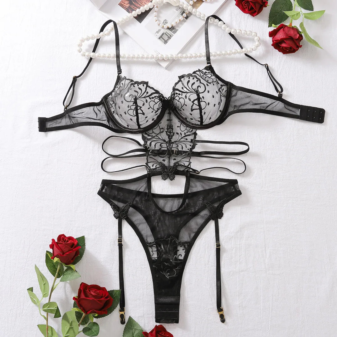 Embroidered Cut Out Bodysuit