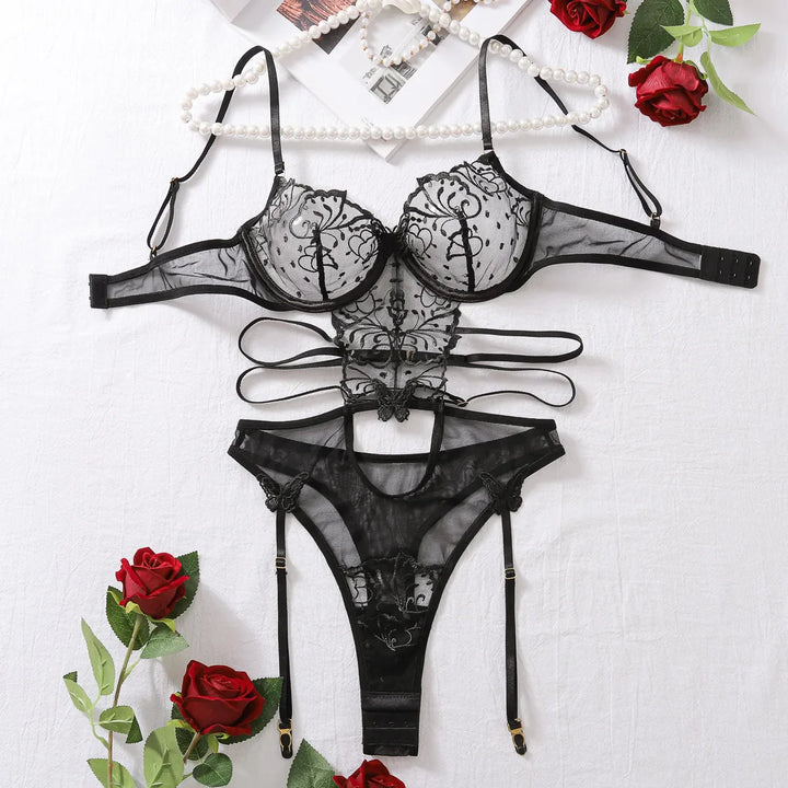 Embroidered Cut Out Bodysuit