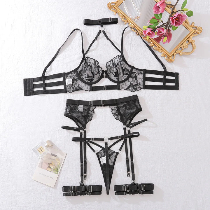 Seductive Strappy Lace Lingerie Set