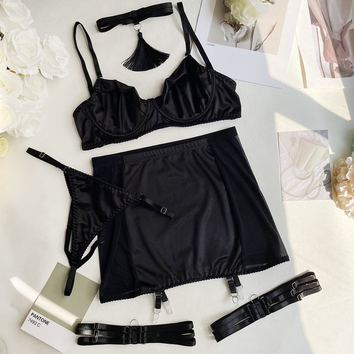 Sexy Satin Lingerie 5-Piece Set