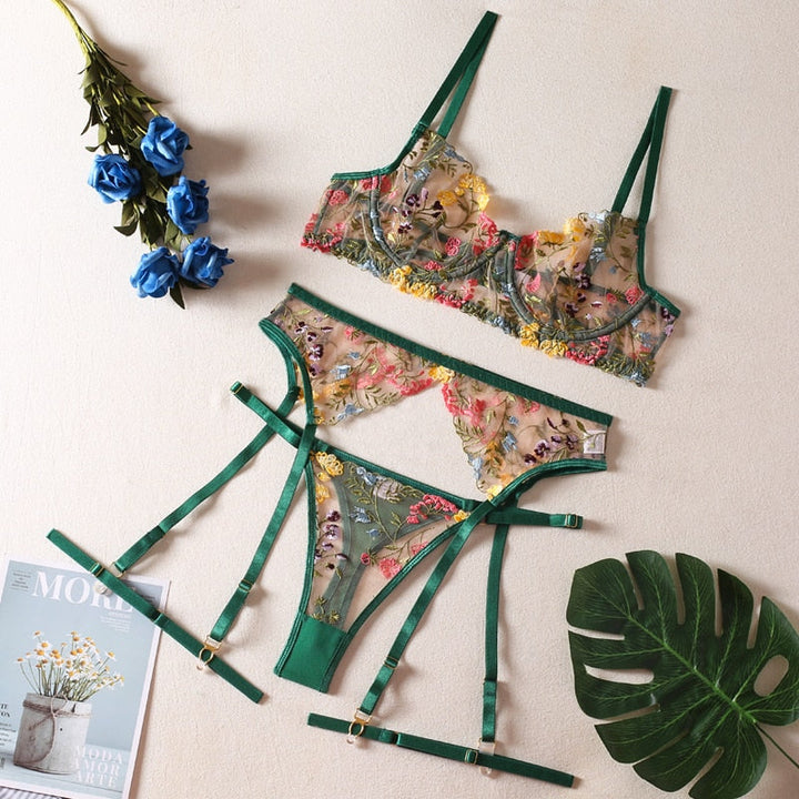 Fancy Floral Lingerie Set