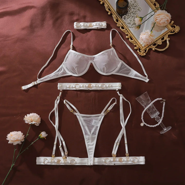 Sheer Mesh Harness Lingerie Set