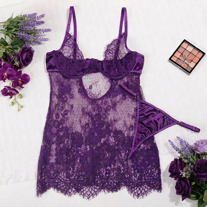 Floral Eyelash Lace Nightdress
