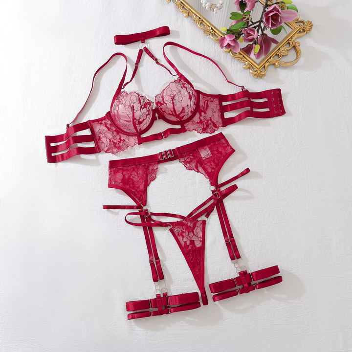 Seductive Strappy Lace Lingerie Set